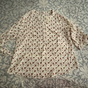 Agnes Orinda White Floral Blouse